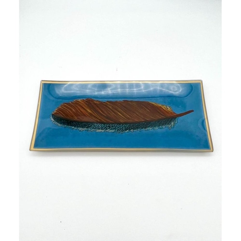 Chloe + Isabel Glass Trinket Dish Feather Design